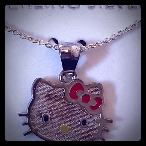 Sterling Silver Hello Kitty Bow Necklace - Picture 1 of 7